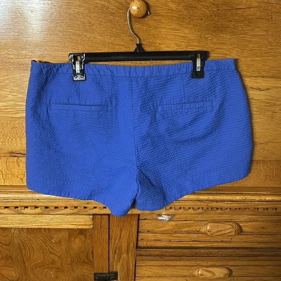 Lilly Pulitzer Adie Waffle Texture Solid Iris Blue Shorts Size 12 - Picture 2 of 6